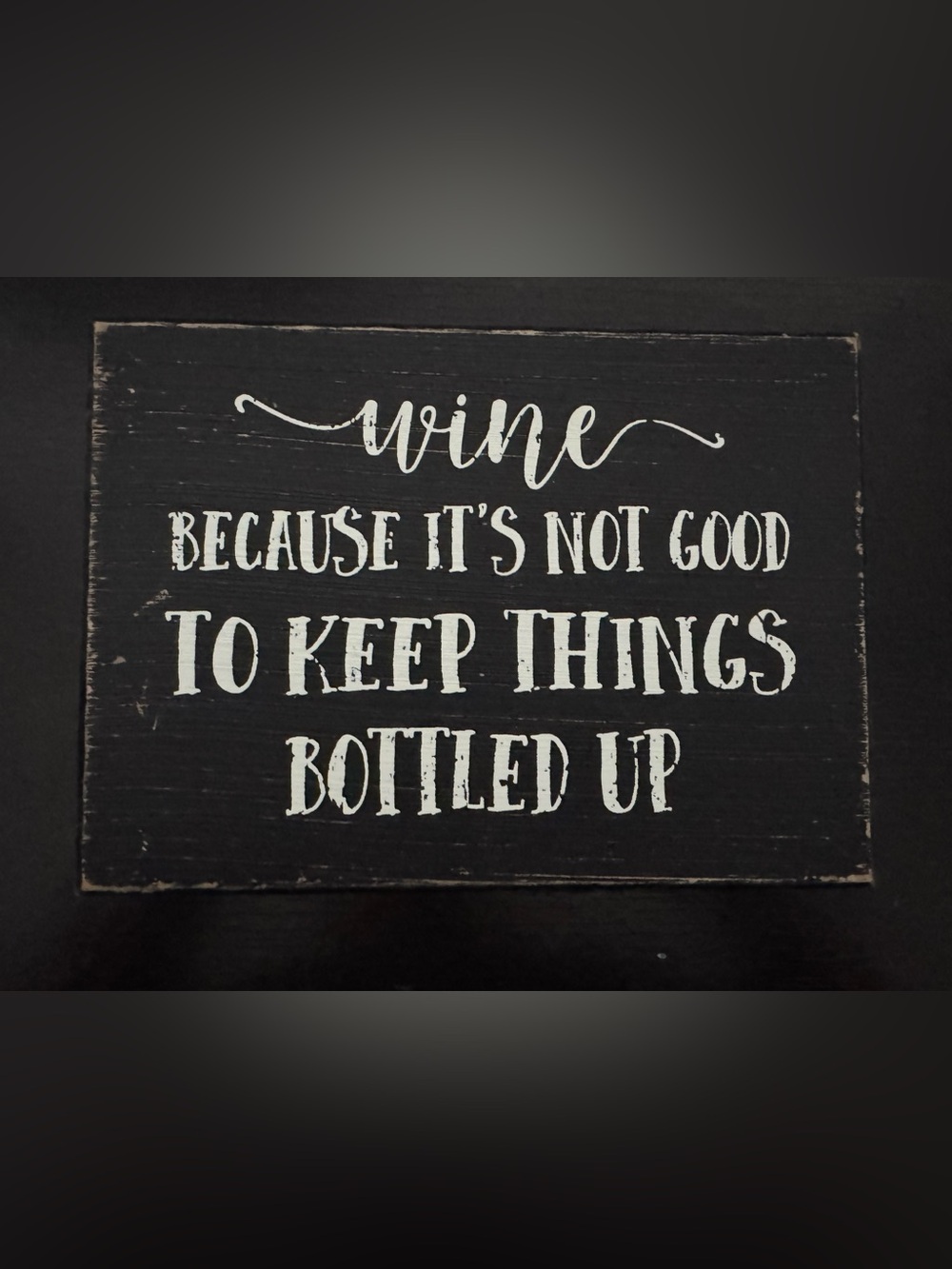 Wine Decorative Wall Plaque - Black with White Lettering